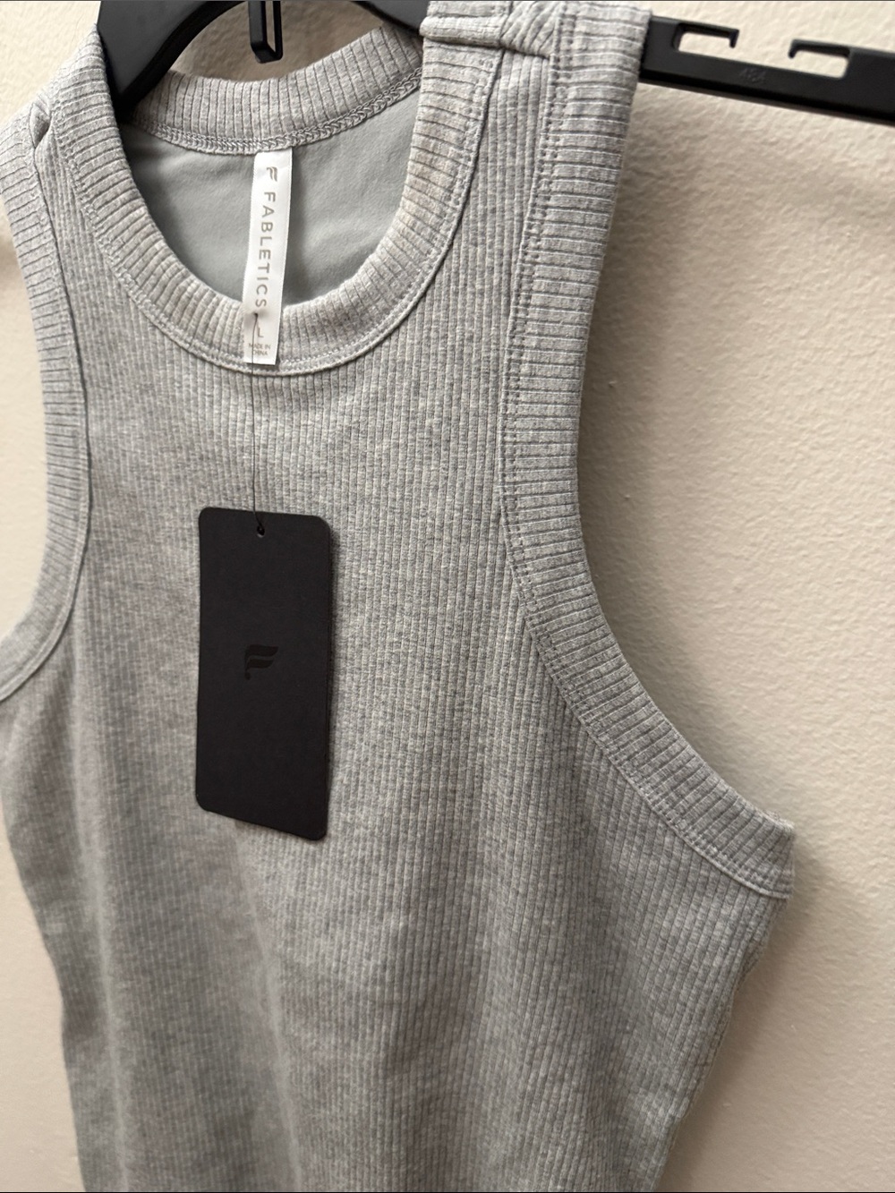 Fabletics Ribbed High-Neck Tank Top - Light Gray - Picture 4 of 9